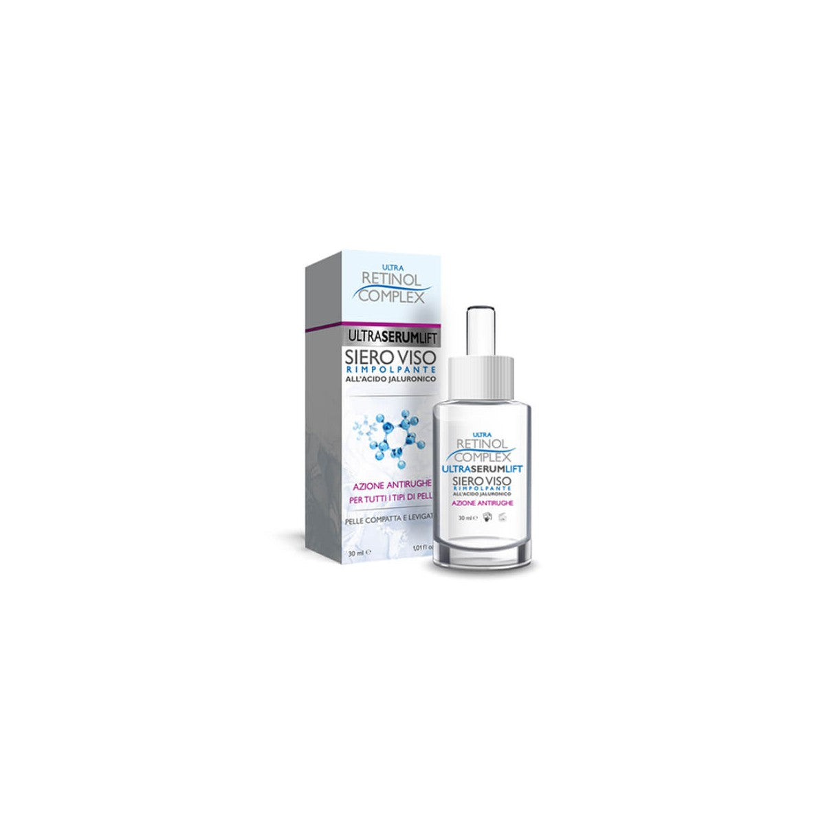 RETINOL COMPLEX SIERO VISO RIMPOLPANTE ANTIRUGHE CON ACIDO IALURONICO 30ml