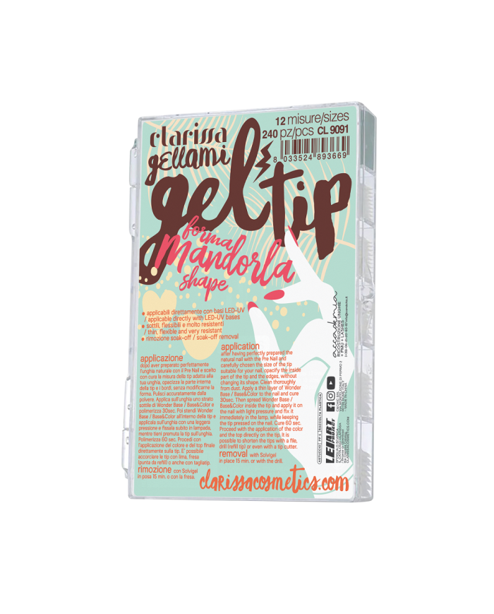 GEL TIP GELLAMI MANDORLA CORTA CLARISSA NAILS 12 MISURE 240pz