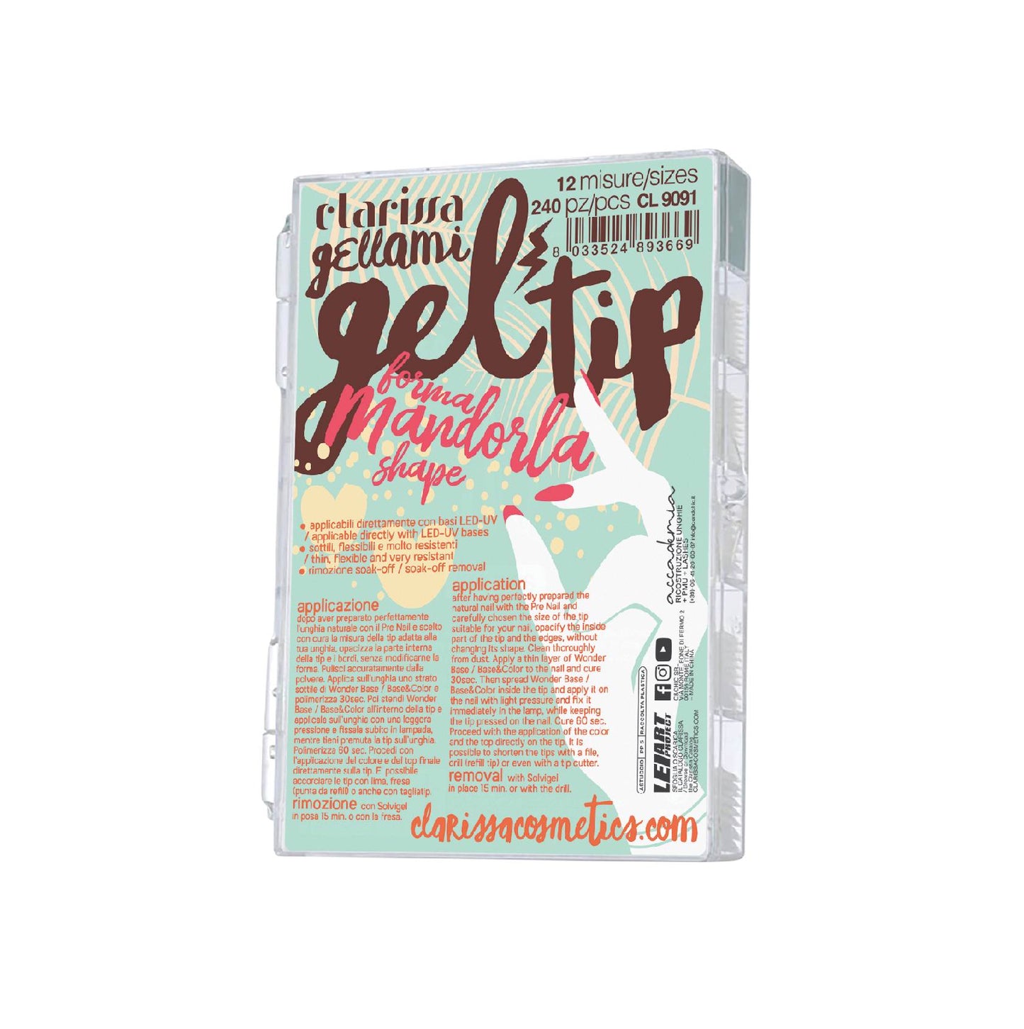 GEL TIP FULL COVER MANDORLA CLARISSA NAILS 12 MISURE 240pz
