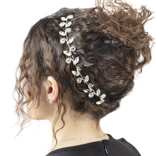 DECORAZIONE ACCONCIATURA IN METALLO FLOREALE CON STRASS 28CM