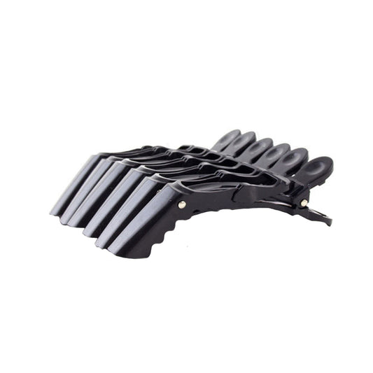 SALONPRO BECCHI COCCODRILLO CLIP PINZE NERE 6pz 10cm