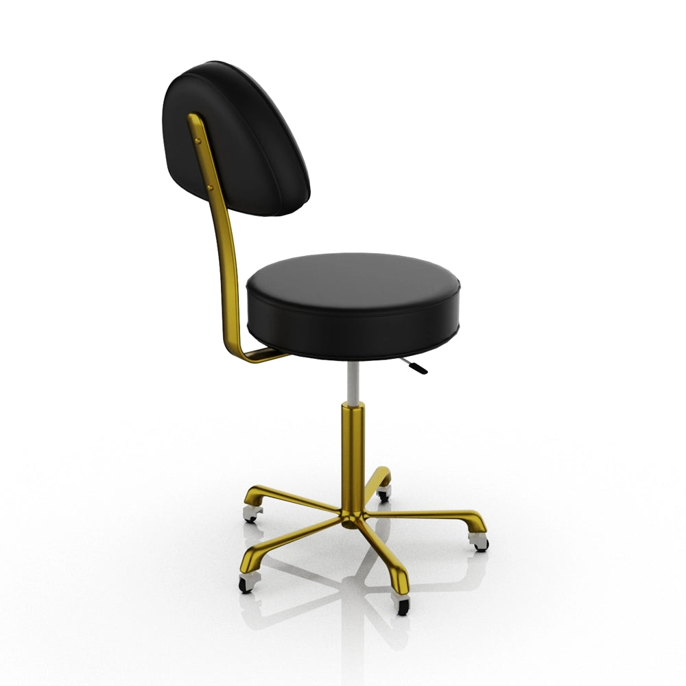 MELCAP SGABELLO NERO WOODY CON BASE DORATA