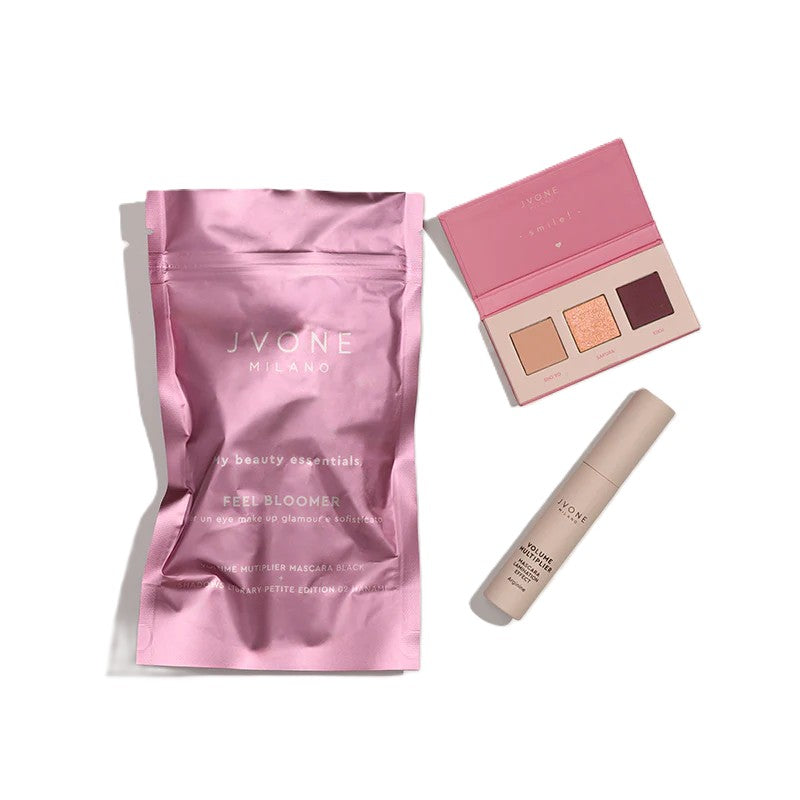 JVONEMY BEAUTY ESSENTIALS FEEL BLOOMER MASCARA VOLUME + PALETTE OMBRETTI