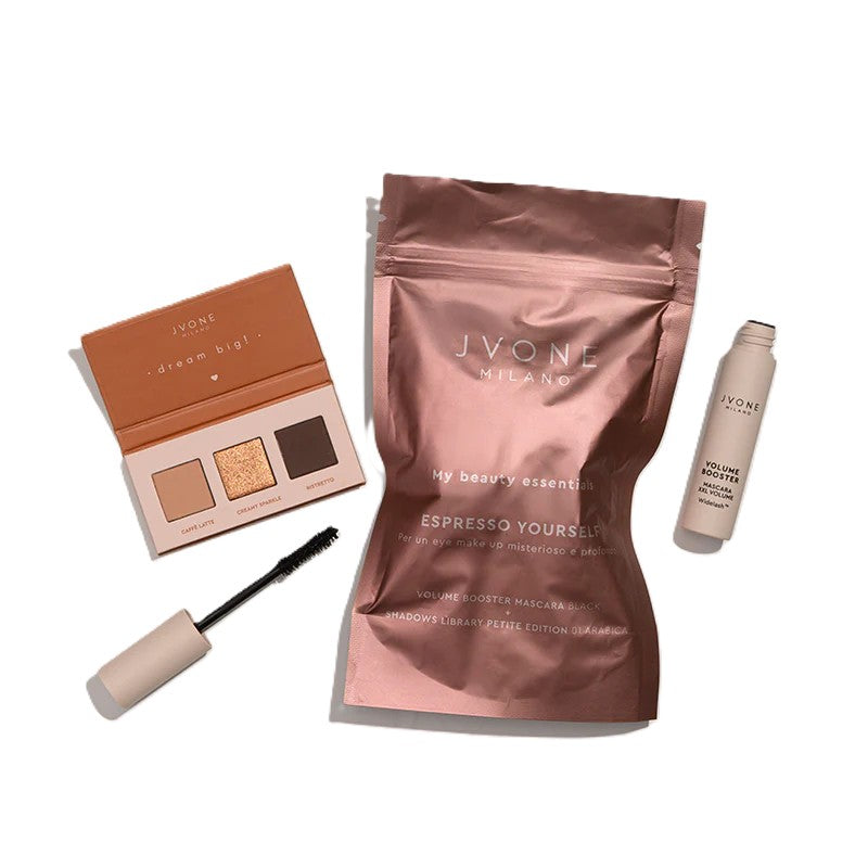 JVONEMY BEAUTY ESSENTIALS ESPRESSO YOURSELF MASCARA VOLUME + PALETTE OMBRETTI